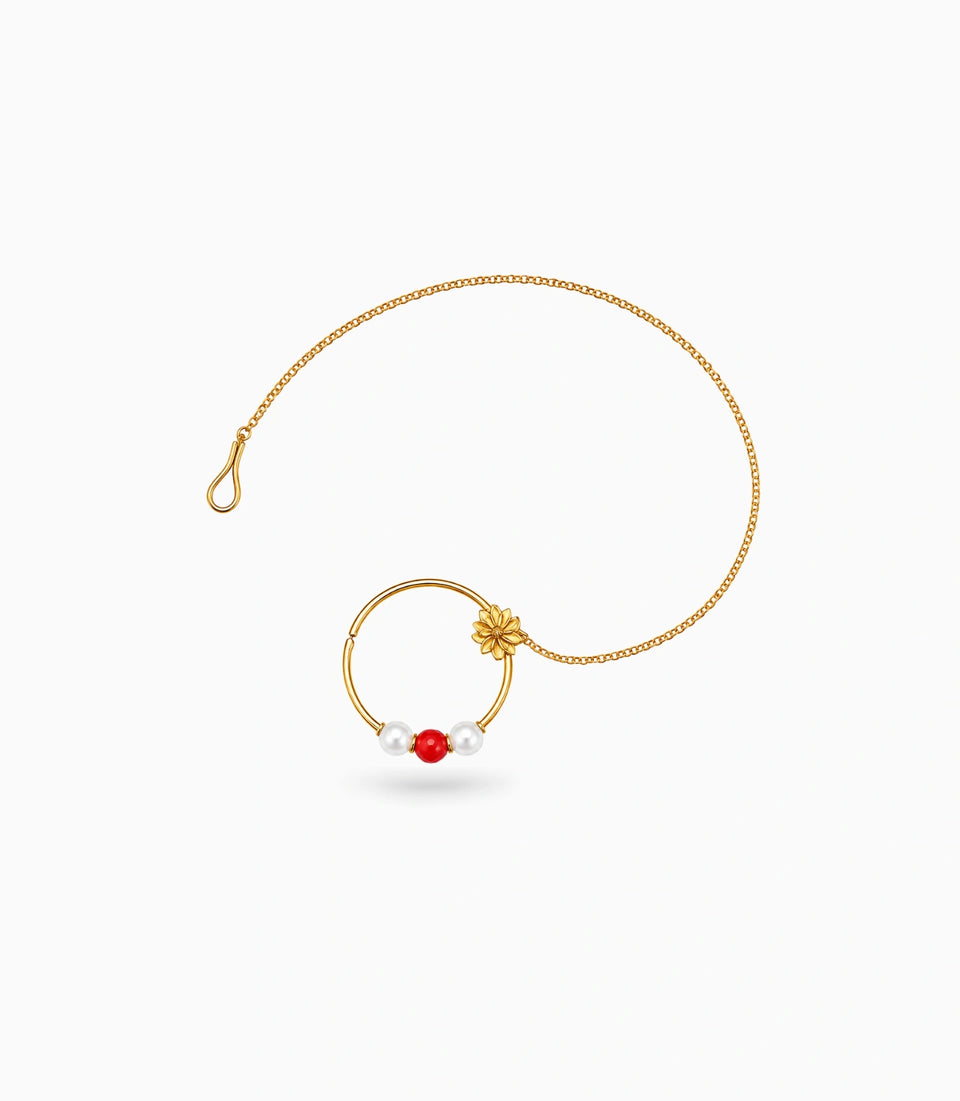 Gold Plated Traditional Pearl Nose Ring