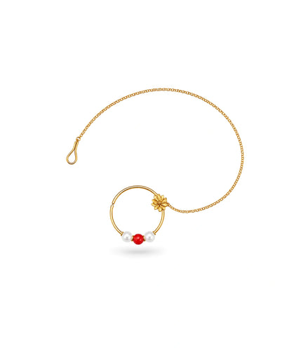 Gold Plated Traditional Pearl Nose Ring
