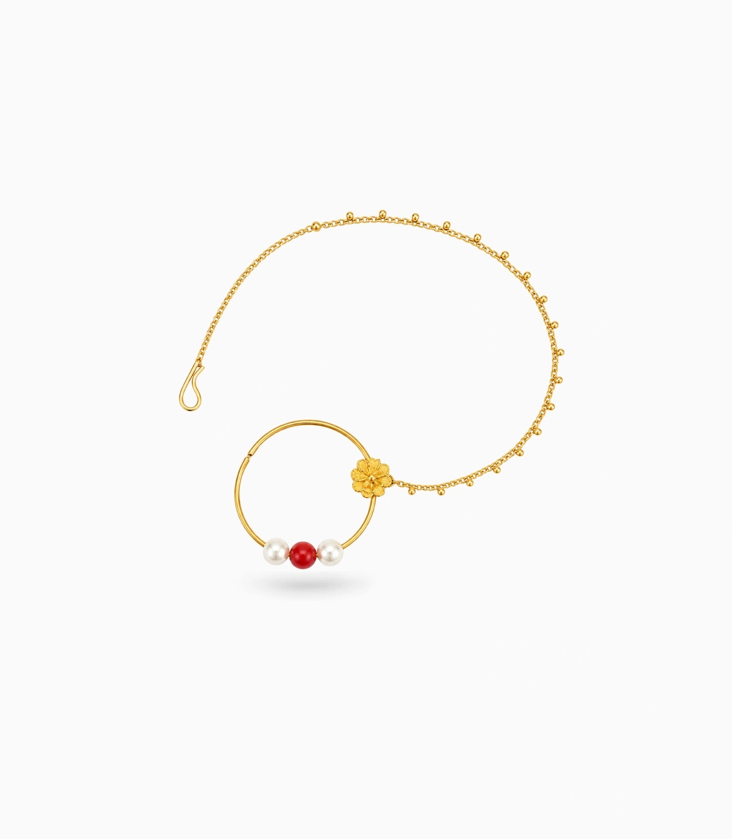 Gold Plated Refined Pearl Nose Ring