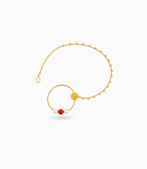 Gold Plated Refined Pearl Nose Ring