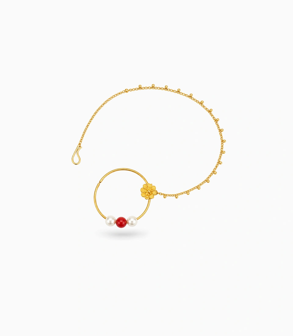 Gold Plated Refined Pearl Nose Ring