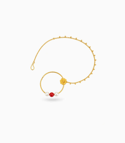 Gold Plated Refined Pearl Nose Ring