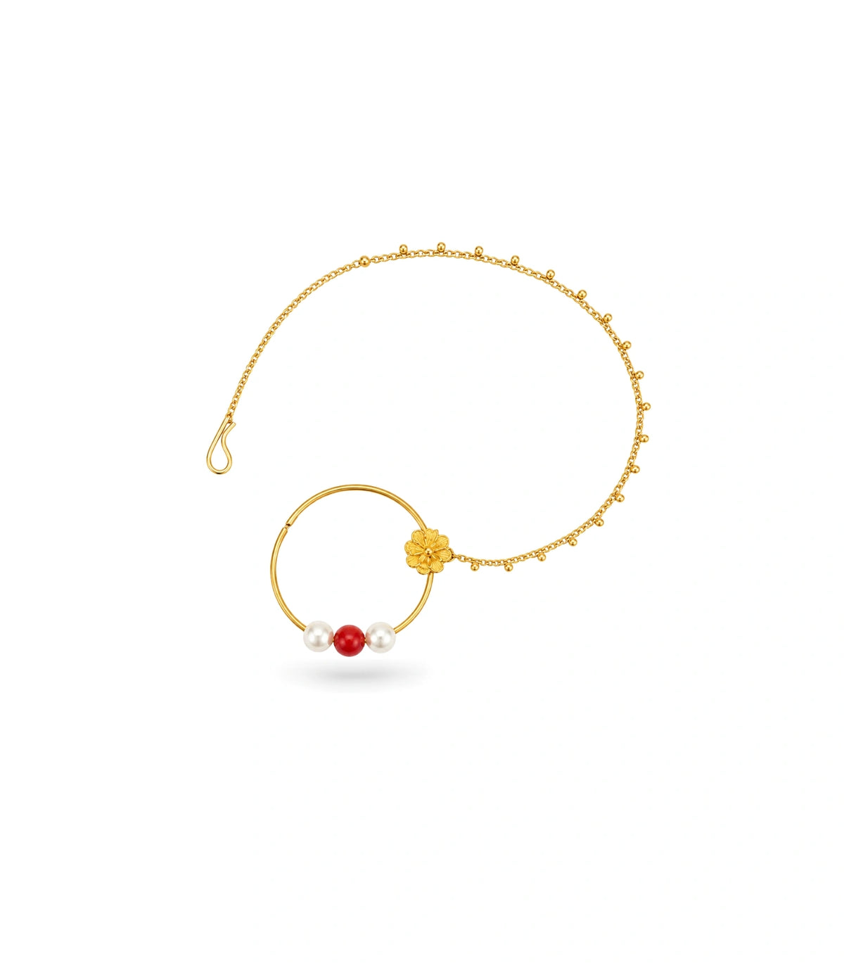 Gold Plated Refined Pearl Nose Ring