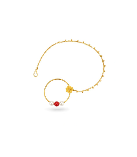 Gold Plated Refined Pearl Nose Ring