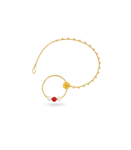 Gold Plated Refined Pearl Nose Ring