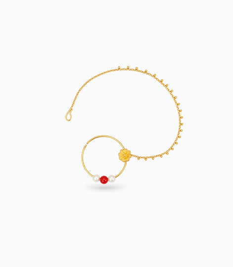 Gold Plated Sophisticated Pearl Nose Ring