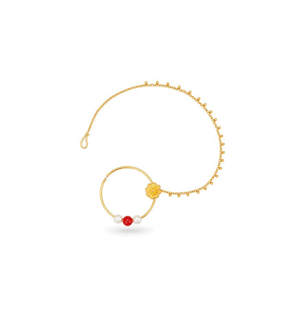 Gold Plated Sophisticated Pearl Nose Ring