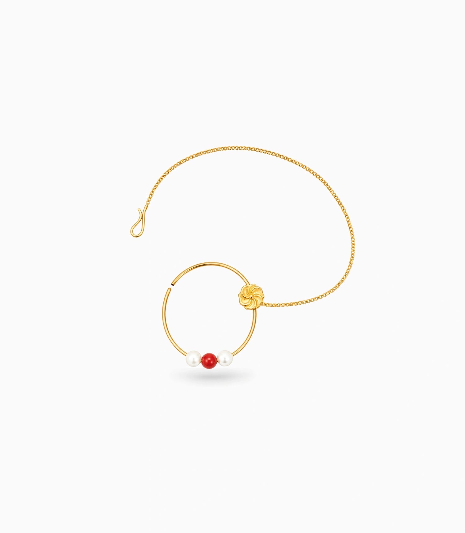 Gold Plated Designer Pearl Nose Ring
