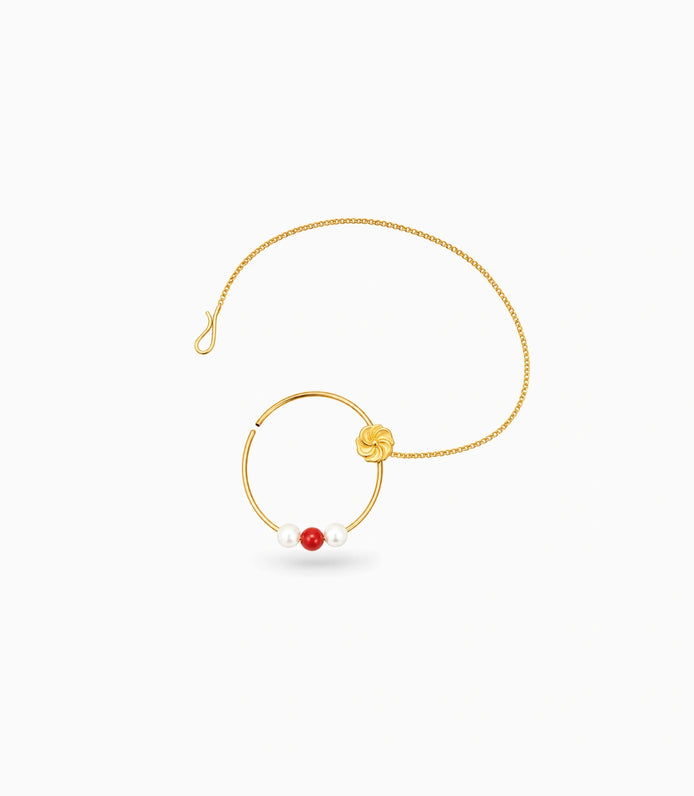 Gold Plated Designer Pearl Nose Ring