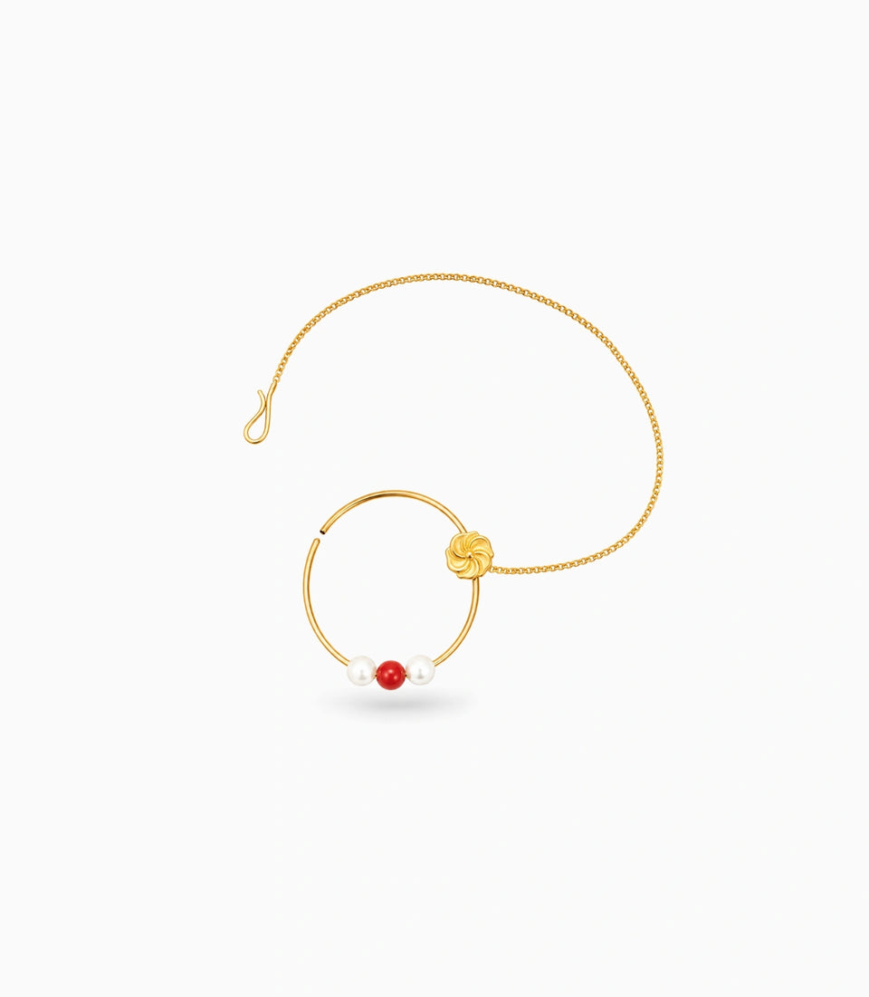 Gold Plated Designer Pearl Nose Ring
