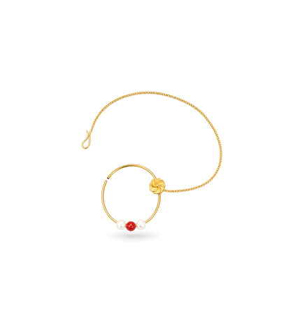 Gold Plated Designer Pearl Nose Ring
