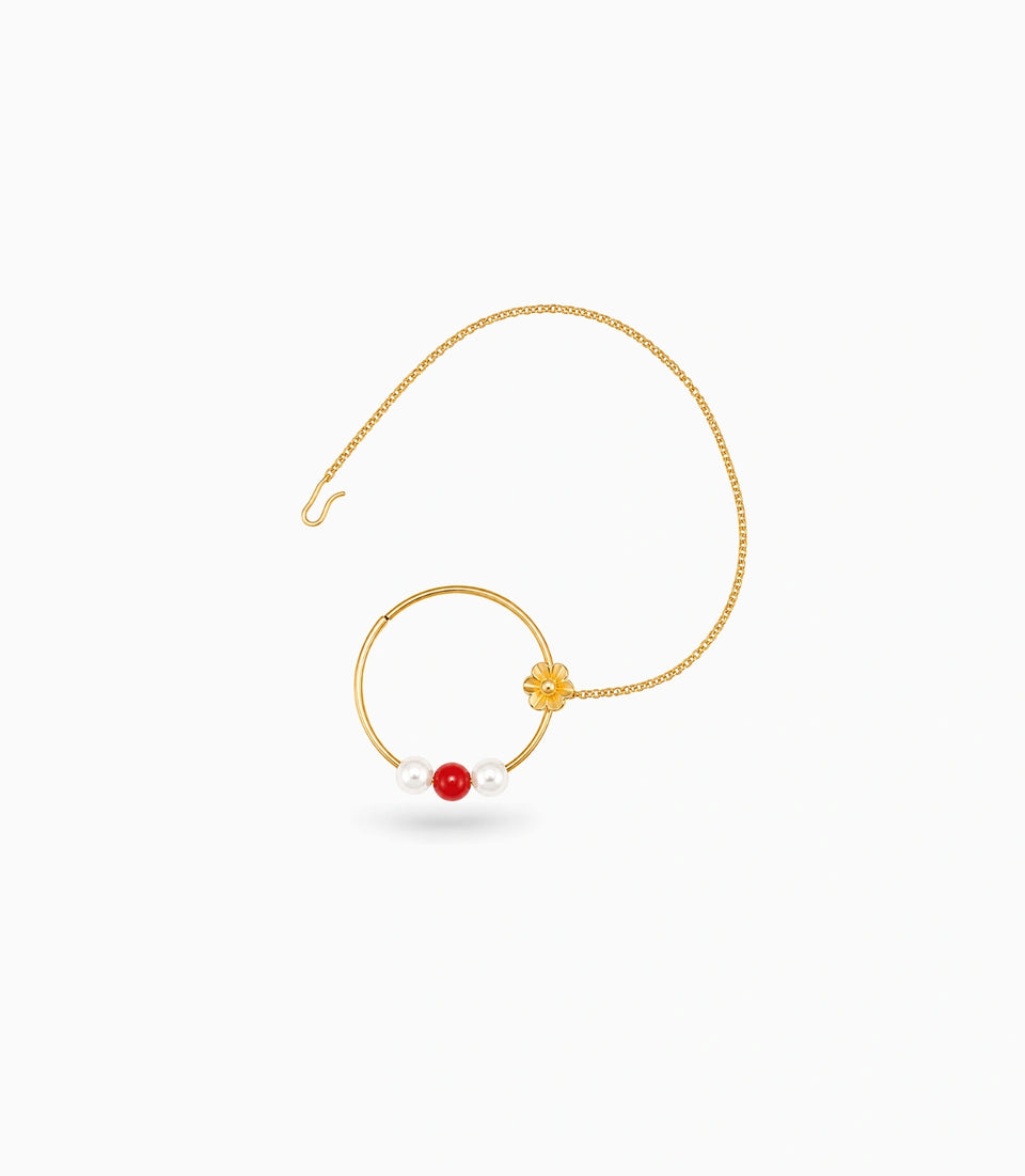 Gold Plated Feminine Pearl Nose Ring