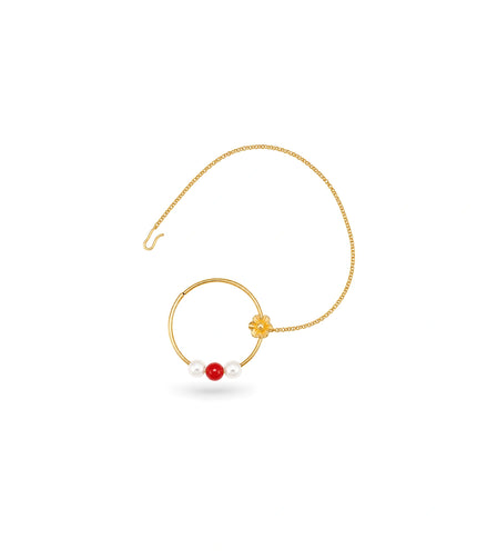 Gold Plated Feminine Pearl Nose Ring