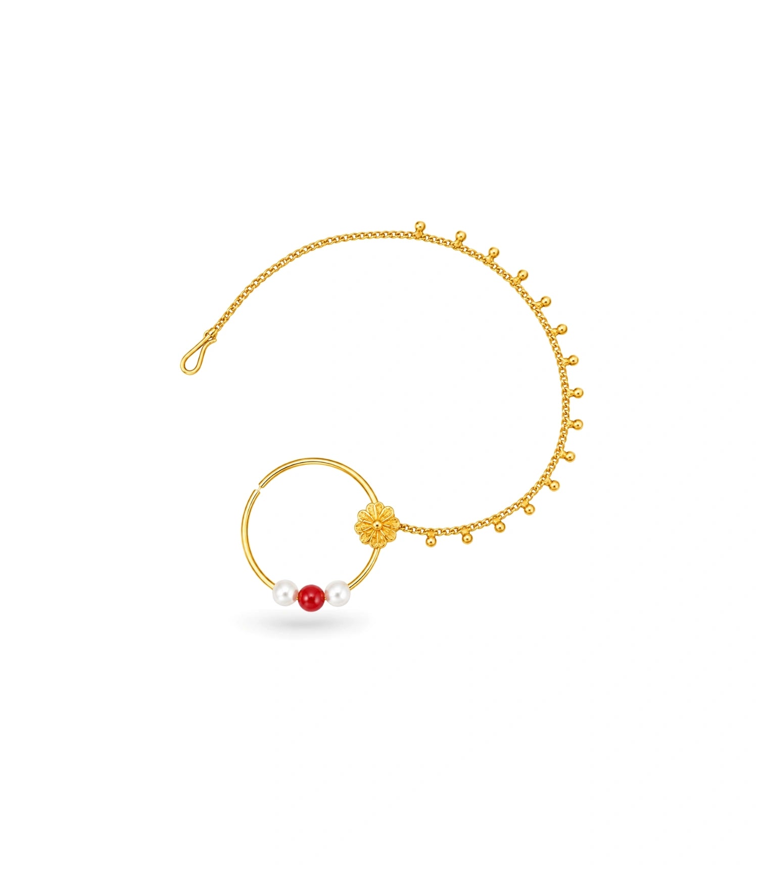 Gold Plated Charm Pearl Nose Ring