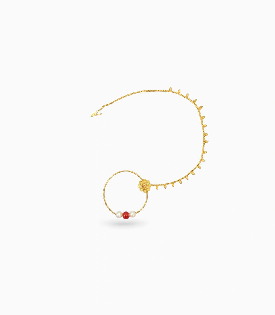 Gold Plated Aura Pearl Nose Ring