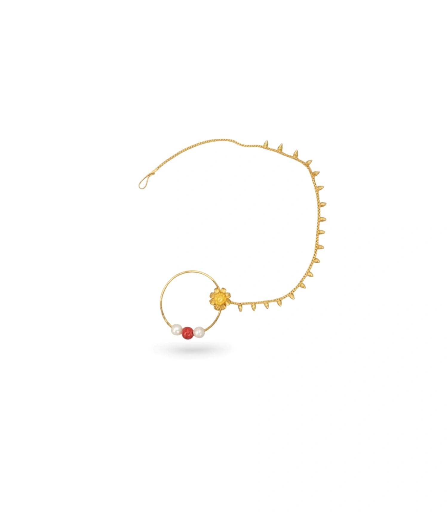 Gold Plated Traditional Glow Pearl Nose Ring