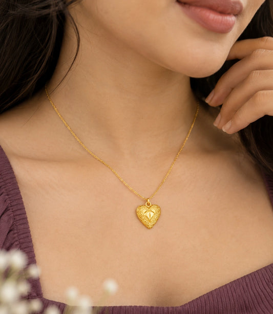 Gold Plated Romance Heart Pendant