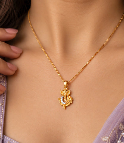 Gold Plated AD Ganesha Pendant