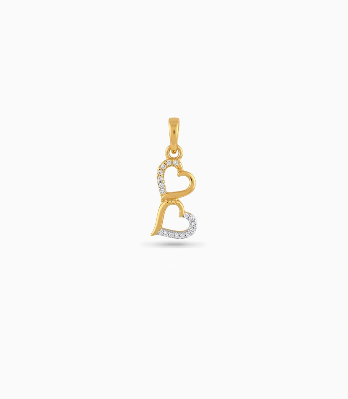 Gold Plated Double Heart AD Pendant
