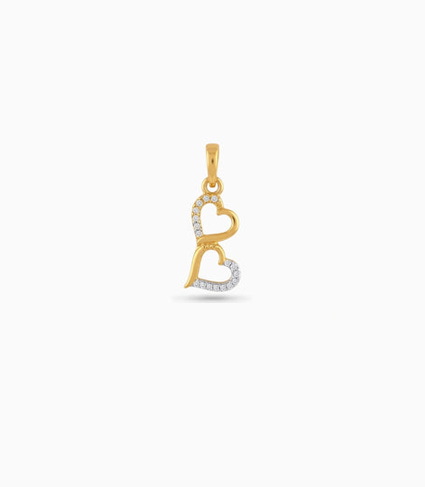 Gold Plated Double Heart AD Pendant
