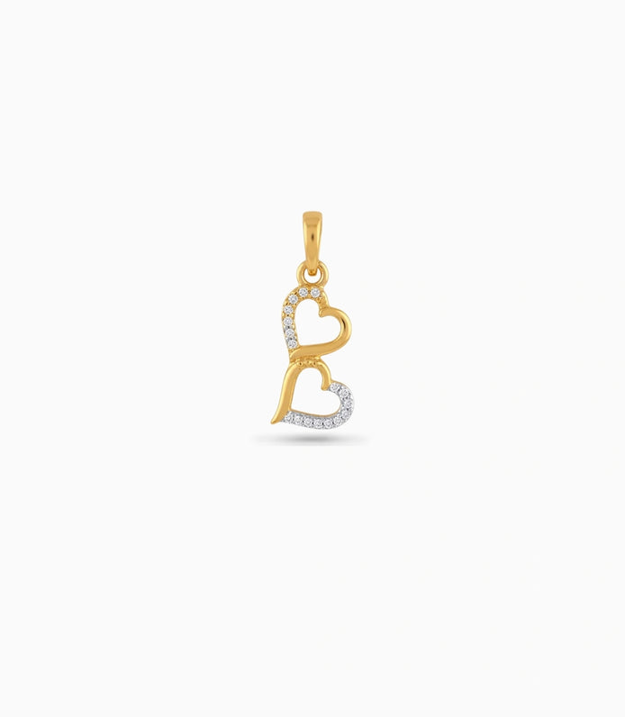 Gold Plated Double Heart AD Pendant