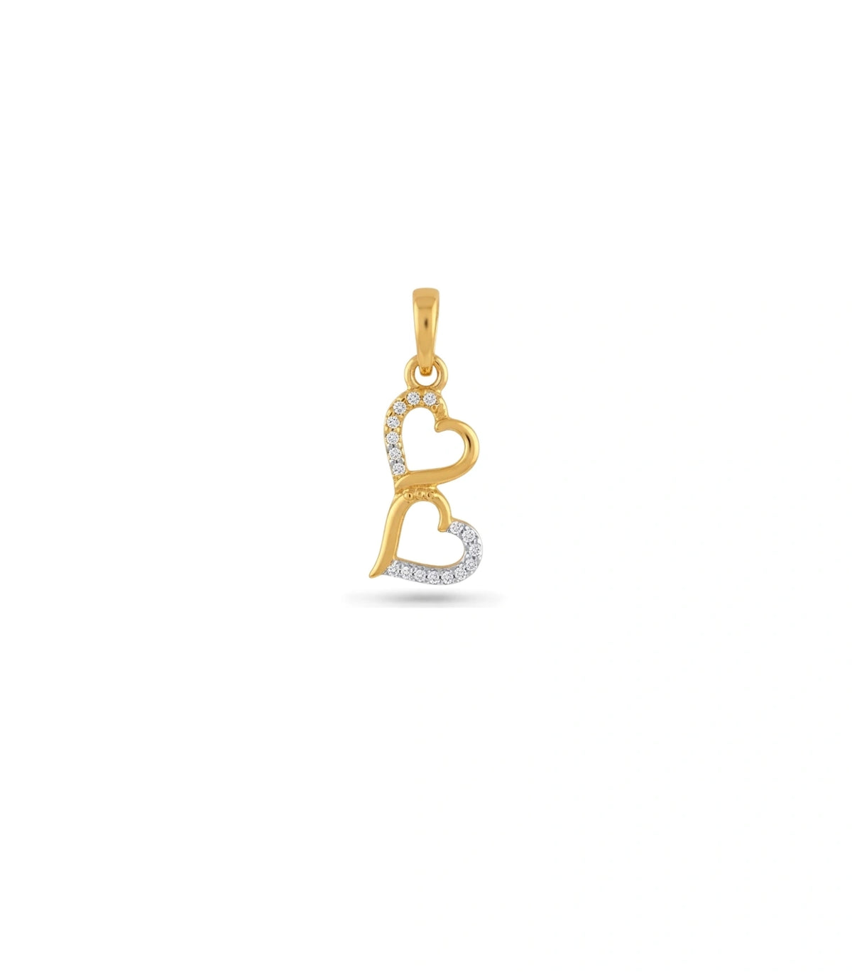 Gold Plated Double Heart AD Pendant