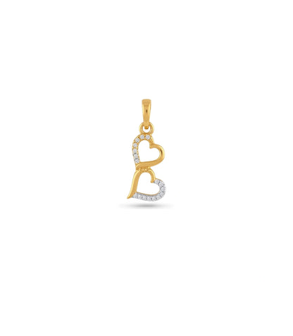 Gold Plated Double Heart AD Pendant