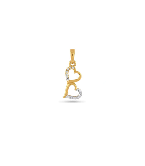 Gold Plated Double Heart AD Pendant