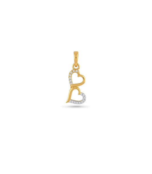Gold Plated Double Heart AD Pendant