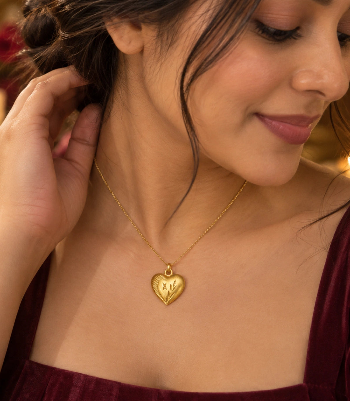 Gold Plated Stylish Heart Pendant