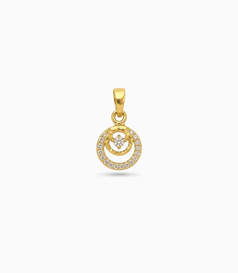 Gold Plated AD Double Ring Pendant