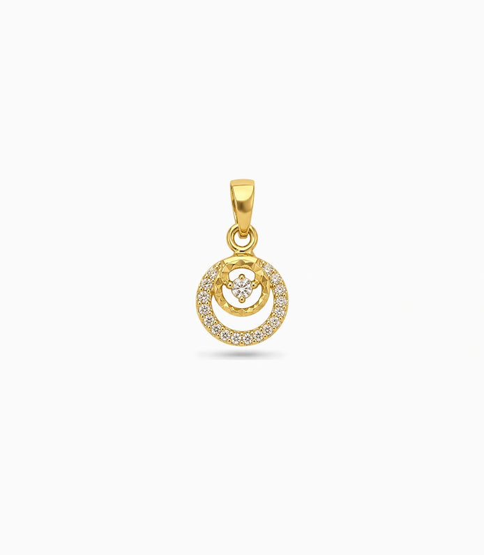 Gold Plated AD Double Ring Pendant