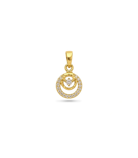 Gold Plated AD Double Ring Pendant