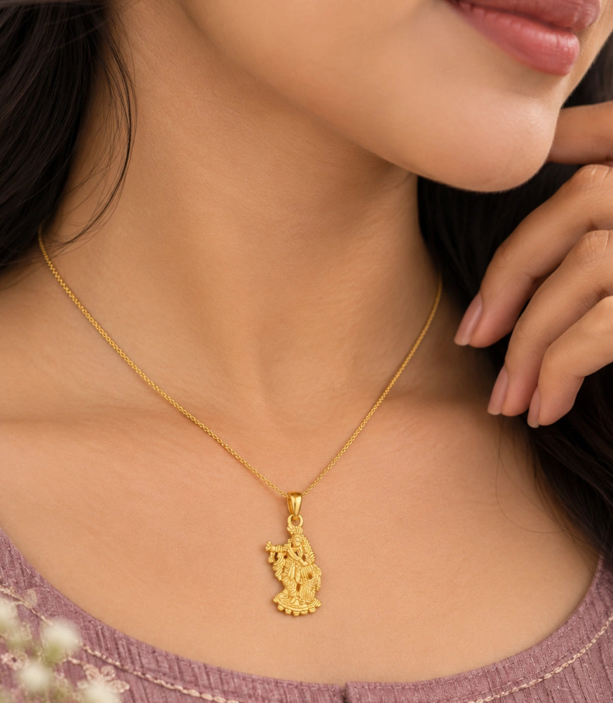 Gold Plated Radha Krishna Faith Pendant