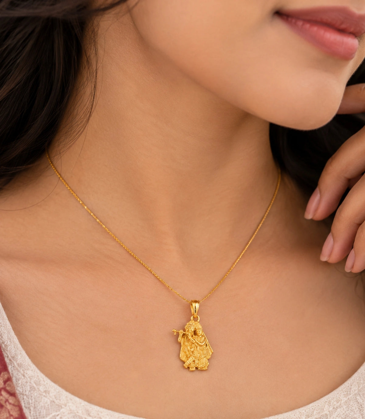 Gold Plated Radha Krishna Love Pendant