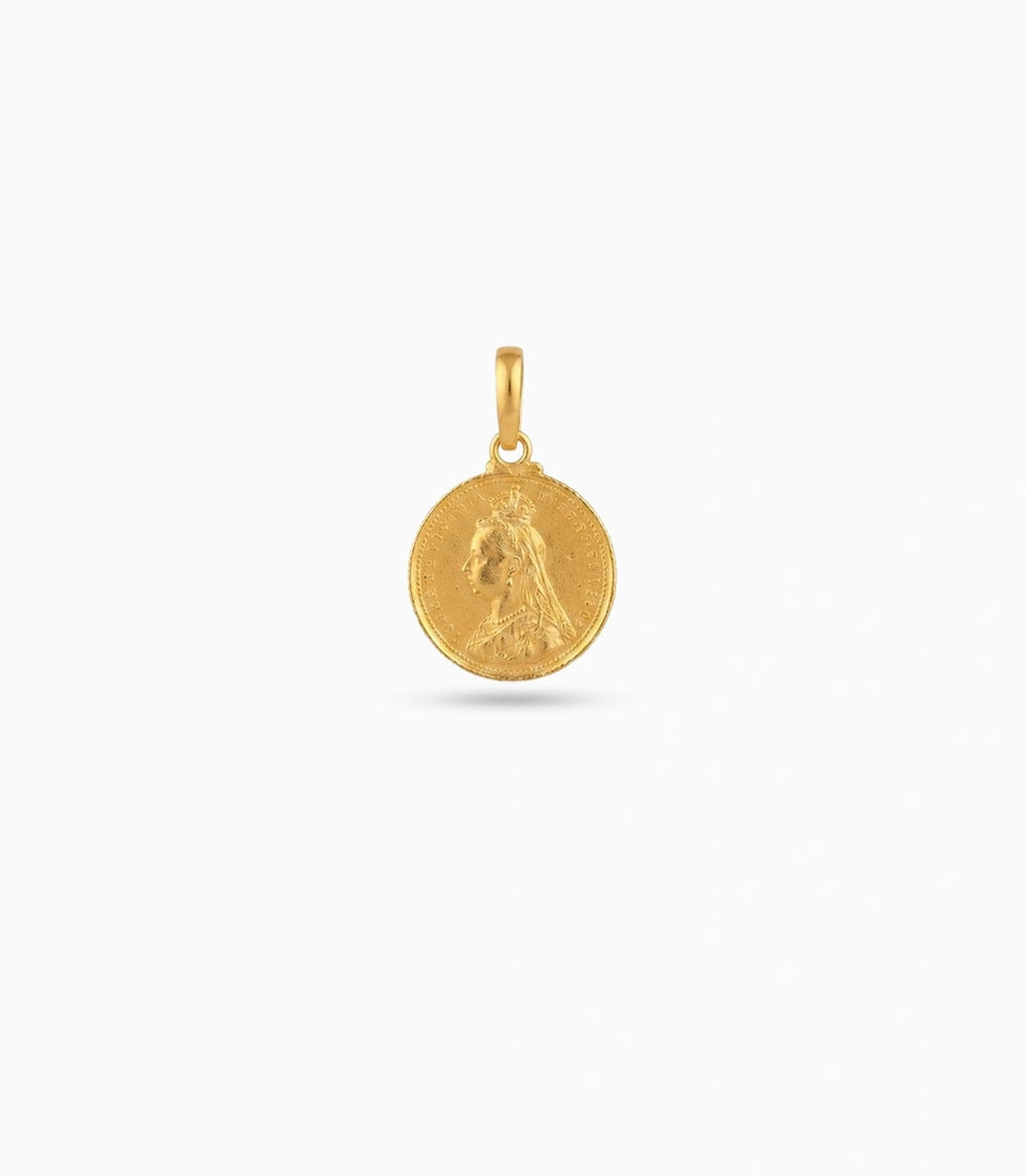 Gold Plated Coin Motif Pendant