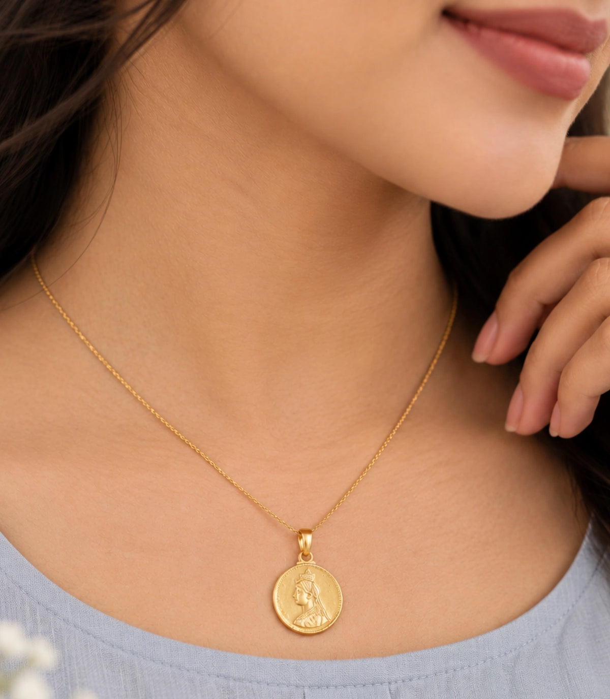 Gold Plated Coin Motif Pendant