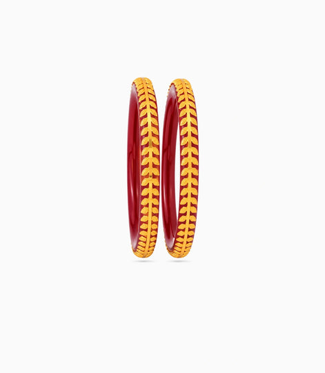 Gold Plated Maroon Traditional Pola Bangle Set