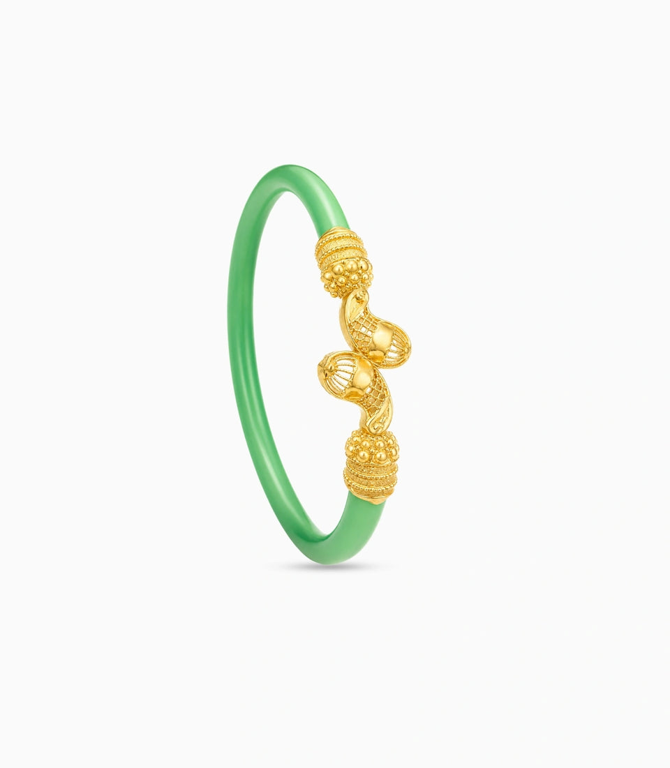 Gold Plated Stylish Green Pola Single Bangle