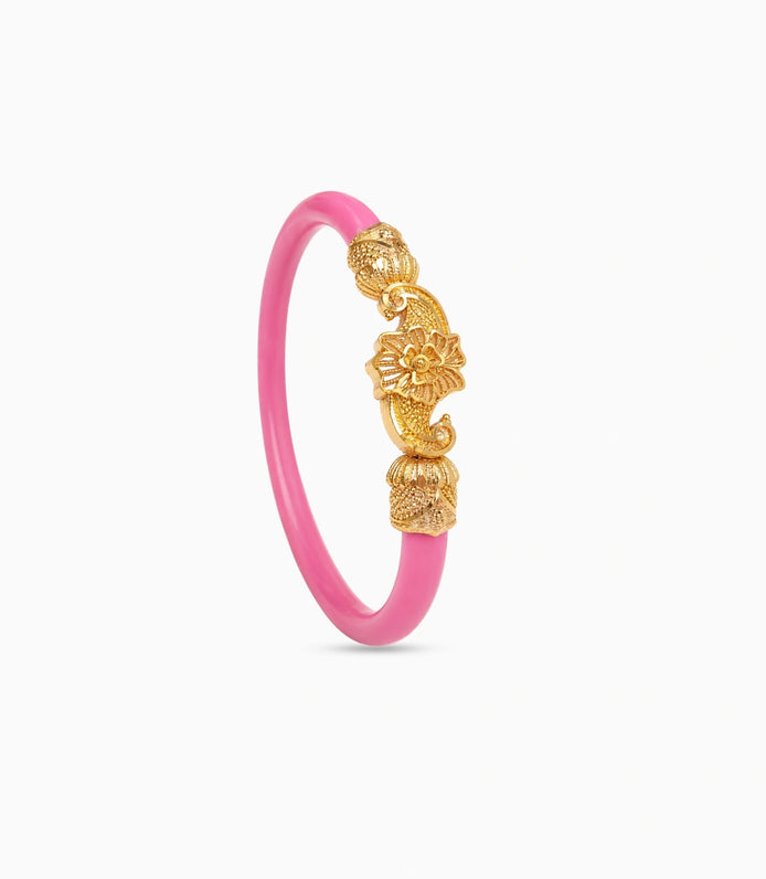 Gold Plated Pink Pola Single Bangle