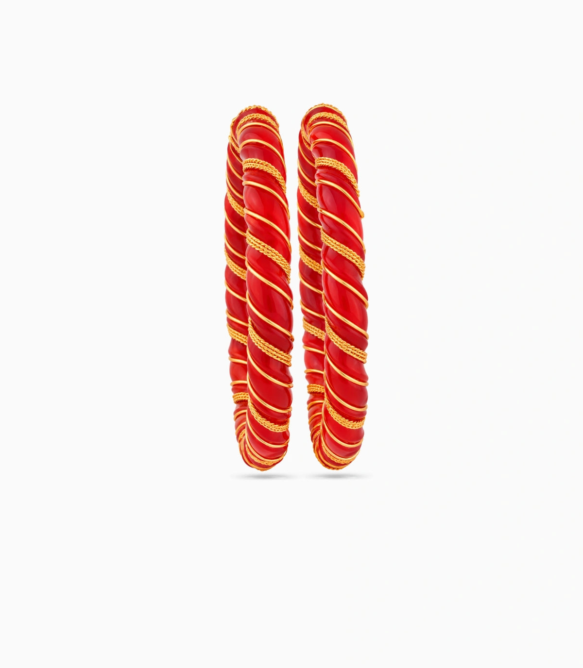 Gold Plated Red Cultural Pola Bangle Set
