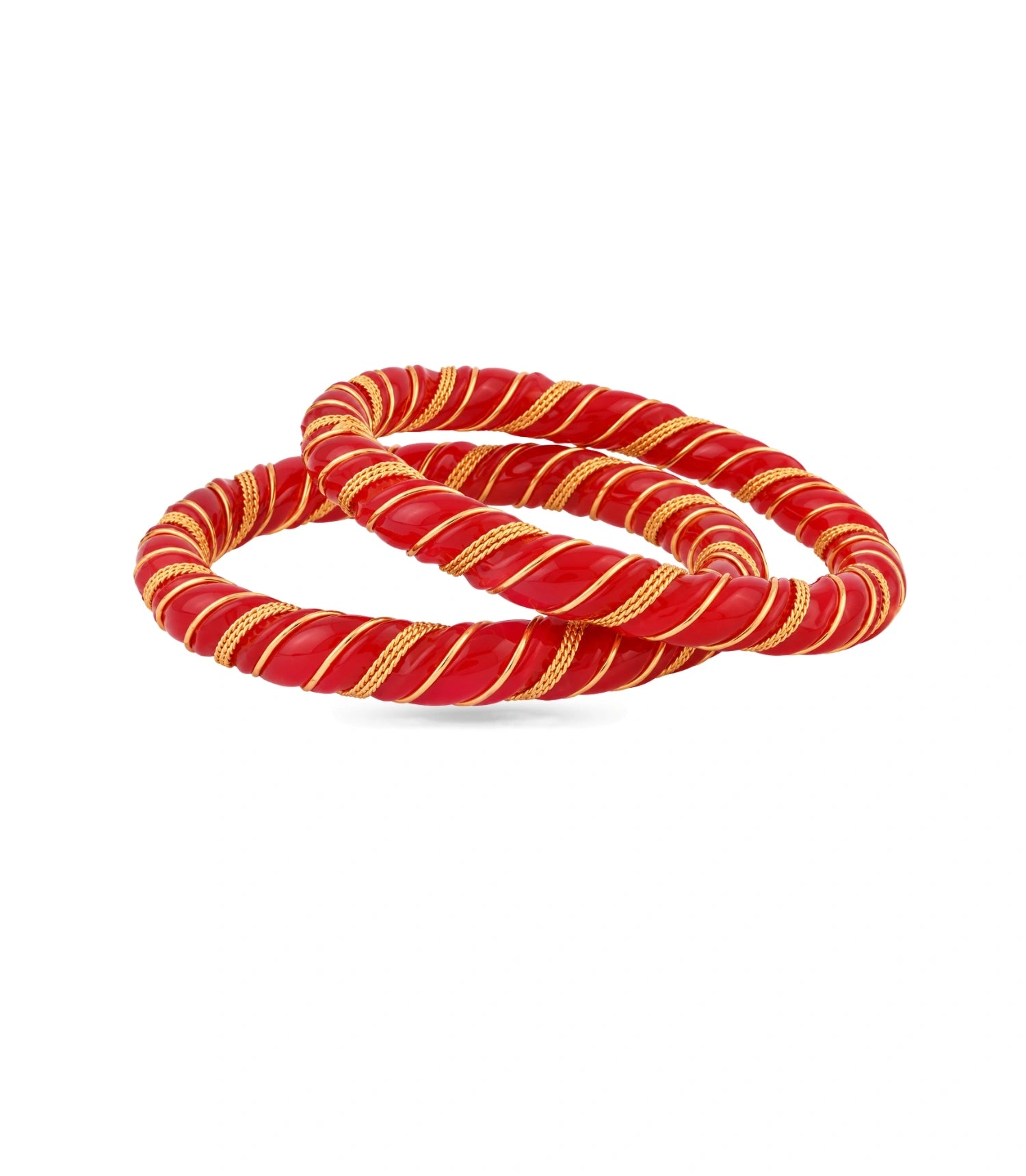 Gold Plated Red Cultural Pola Bangle Set