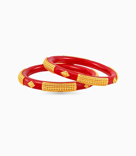 Gold Plated Red Timeless Pola Bangle Set