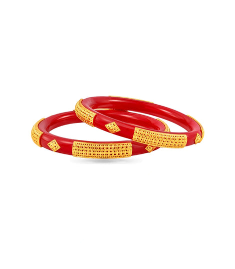 Gold Plated Red Timeless Pola Bangle Set
