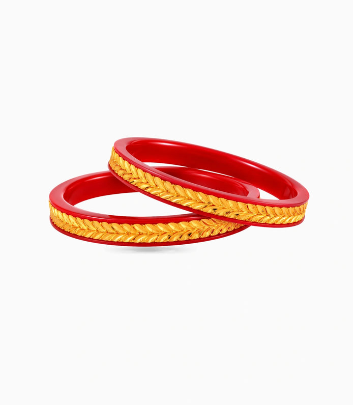 Gold Plated Auspicious Pola Bangle Set