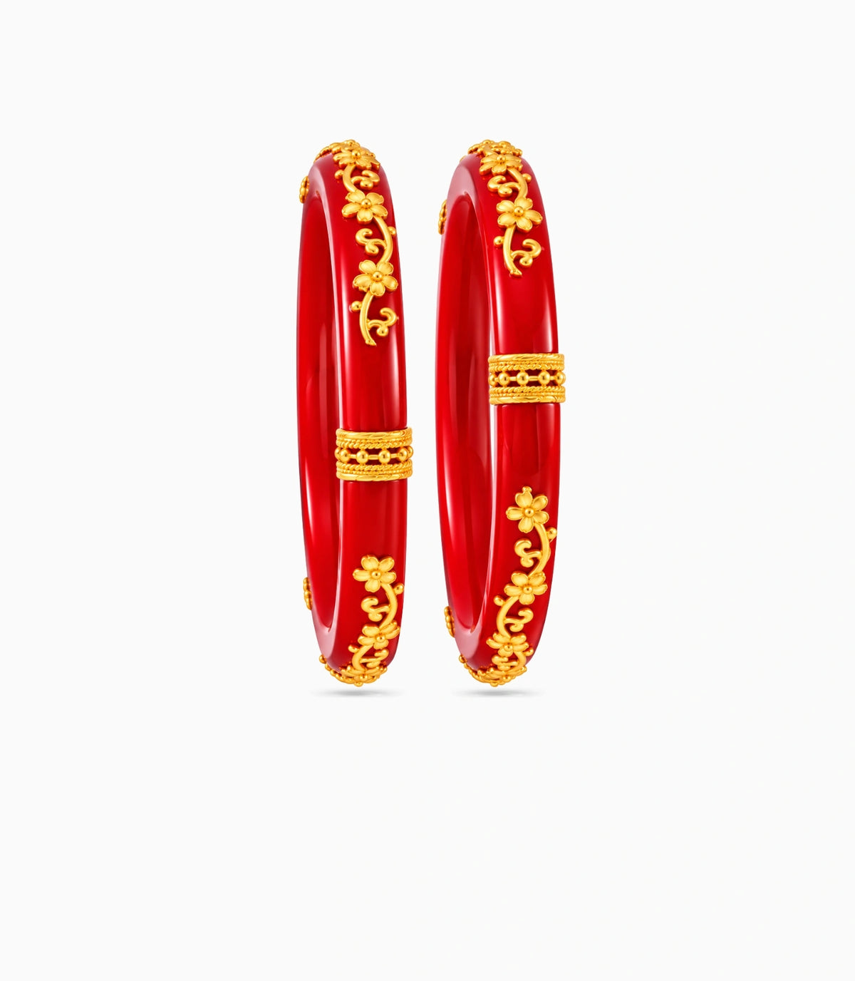 Gold Plated Red Royal Pola Bangle Set