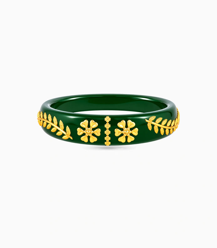 Gold Plated Green Exclusive Pola Single Bangle