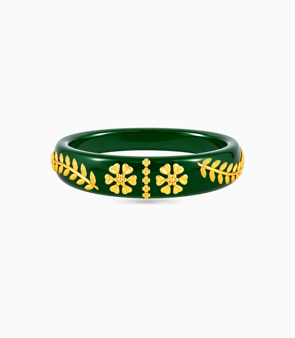 Gold Plated Green Exclusive Pola Single Bangle