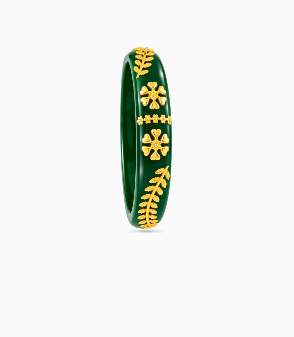 Gold Plated Green Exclusive Pola Single Bangle