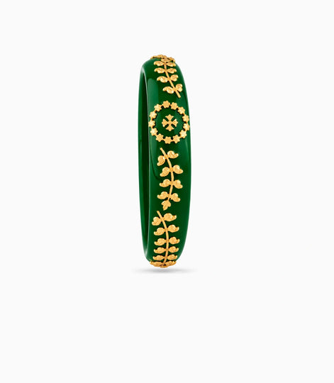 Gold Plated Green Elite Pola Single Bangle